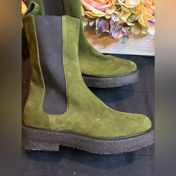 STAUD Palamino Chelsea Boot Platform Olive suede size 37 - Picture 1 of 6